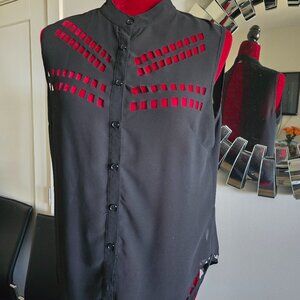 A n M Sheer Black Cut it Out Top